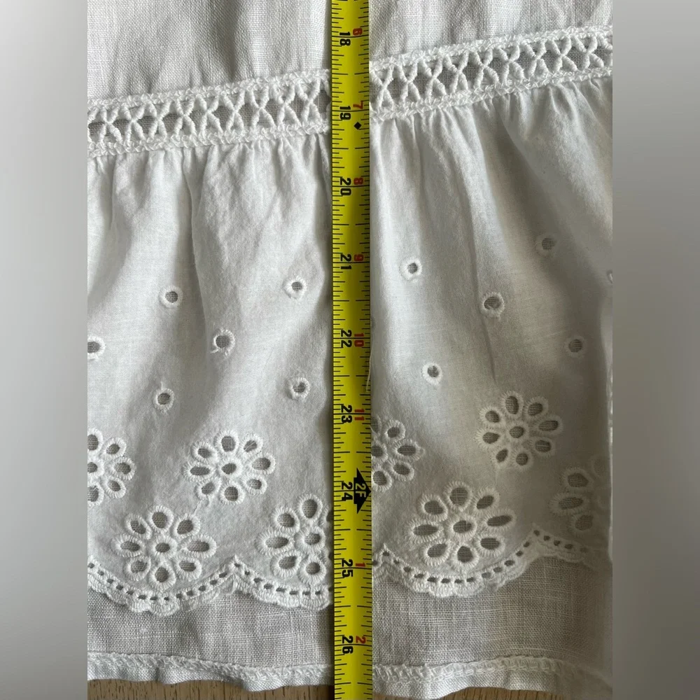 Terzo Millennio Italian Linen Blouse 100% Linen White Eyelet Hem L - Picture 8 of 10